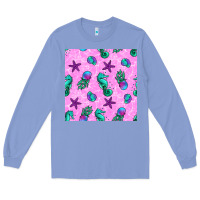 Colony Blue summer ocean seamless pattern Long Sleeve Tee - BundleAndBundleShop