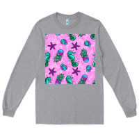 Heather Grey summer ocean seamless pattern Long Sleeve Tee - BundleAndBundleShop