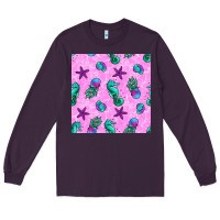 Plum summer ocean seamless pattern Long Sleeve Tee - BundleAndBundleShop