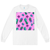 White summer ocean seamless pattern Long Sleeve Tee - BundleAndBundleShop