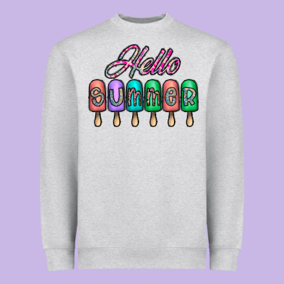 Hello Summer Heavyweight Sweatshirt Designed By Cowhidedigitalart