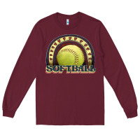 Burgundy softball rainbow Long Sleeve Tee - JahusDesignShop