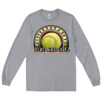 Heather Grey softball rainbow Long Sleeve Tee - JahusDesignShop