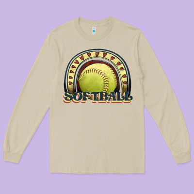 Softball Rainbow Long Sleeve Tee Designed By Jahusdesignshop