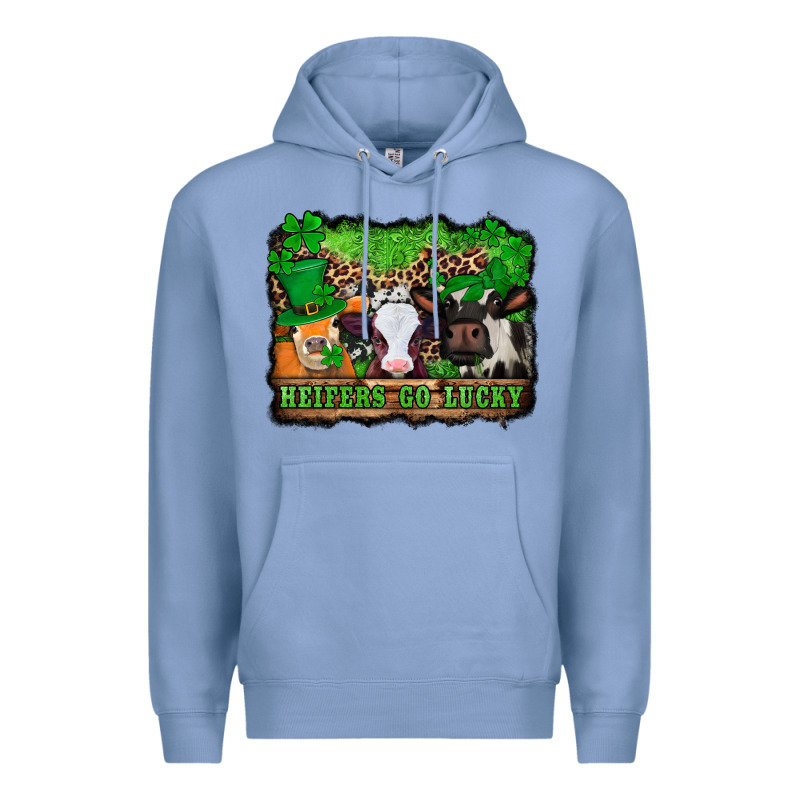 St Patricks Cows Heifers Go Lucky Premium Hoodie by Jasminsmagicworld | Teevron