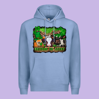 St Patricks Cows Heifers Go Lucky Premium Hoodie Designed By Jasminsmagicworld