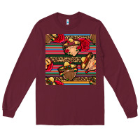 Burgundy mexican gnomes seamless pattern Long Sleeve Tee - BundleAndBundleShop