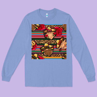 Mexican Gnomes Seamless Pattern Long Sleeve Tee Designed By Bundleandbundleshop