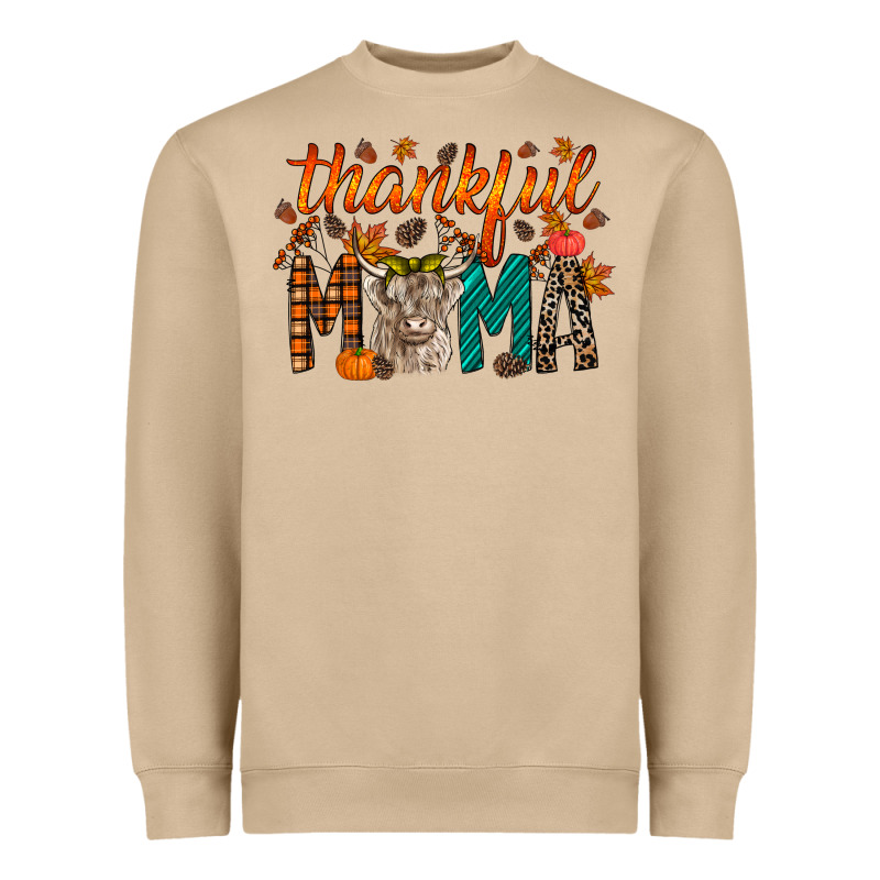 Thankful Mama Highland Cow Heavyweight Sweatshirt by RacoonDesign | Teevron