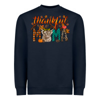 Navy thankful mama highland cow Heavyweight Sweatshirt - RacoonDesign