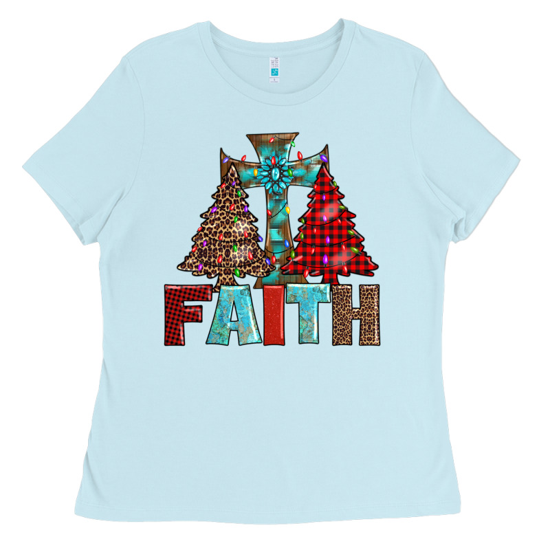 Cross And Christmas Trees Ladies Tee by AdoDesignShop | Teevron