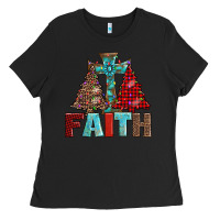 Black cross and christmas trees Ladies Tee - AdoDesignShop