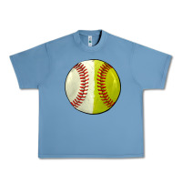 Pebble Blue half baseball softball Urban Heavy Tee - JahusDesignShop