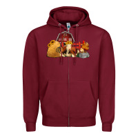Burgundy Red Barn Farm Animals Zipper Hoodie - Jasminsmagicworld