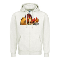 Oatmeal Heather Red Barn Farm Animals Zipper Hoodie - Jasminsmagicworld