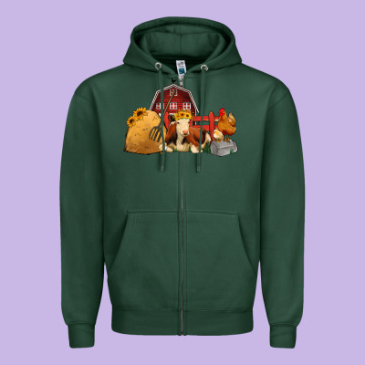 Red Barn Farm Animals Zipper Hoodie Designed By Jasminsmagicworld