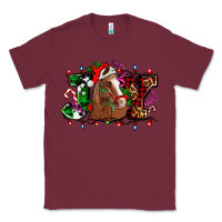 Burgundy joy and horse Christmas Classic Tee - AdoDesignShop