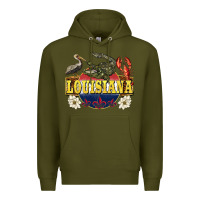Army Green louisiana state Premium Hoodie - BarkalooDesign