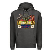 Charcoal Heather louisiana state Premium Hoodie - BarkalooDesign