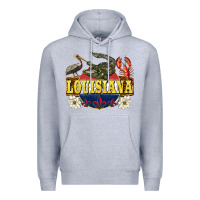 Heather Grey louisiana state Premium Hoodie - BarkalooDesign