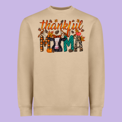 Thankful Mama Holstein Cow Heavyweight Sweatshirt Designed By Racoondesign
