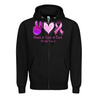 Black Peace Love Cure Breast Cancer Zipper Hoodie - Jasminsmagicworld