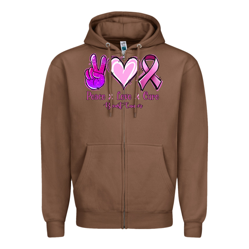 Peace Love Cure Breast Cancer Zipper Hoodie by Jasminsmagicworld | Teevron