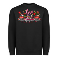 Black valentine's day farm trucks farm animals Heavyweight Sweatshirt - FaDigitalArtStudio