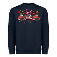 Navy valentine's day farm trucks farm animals Heavyweight Sweatshirt - FaDigitalArtStudio