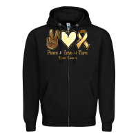 Black Peace Love Cure Bone Cancer Zipper Hoodie - Jasminsmagicworld