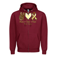 Burgundy Peace Love Cure Bone Cancer Zipper Hoodie - Jasminsmagicworld