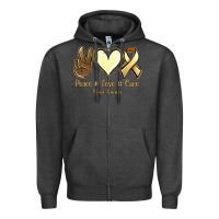 Charcoal Heather Peace Love Cure Bone Cancer Zipper Hoodie - Jasminsmagicworld