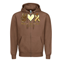 Chestnut Peace Love Cure Bone Cancer Zipper Hoodie - Jasminsmagicworld