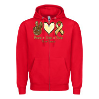 Red Peace Love Cure Bone Cancer Zipper Hoodie - Jasminsmagicworld