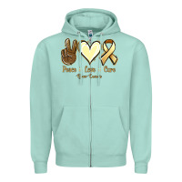 Seafoam Peace Love Cure Bone Cancer Zipper Hoodie - Jasminsmagicworld
