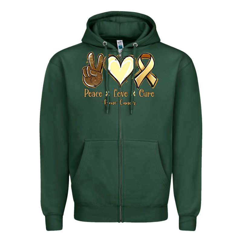 Peace Love Cure Bone Cancer Zipper Hoodie by Jasminsmagicworld | Teevron