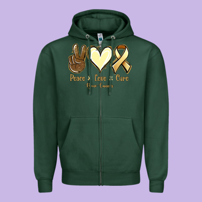Peace Love Cure Bone Cancer Zipper Hoodie Designed By Jasminsmagicworld