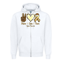 White Peace Love Cure Bone Cancer Zipper Hoodie - Jasminsmagicworld