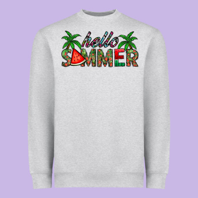 Hello Summer Heavyweight Sweatshirt Designed By Cowhidedigitalart