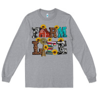 Heather Grey western farm life Long Sleeve Tee - Artiststas