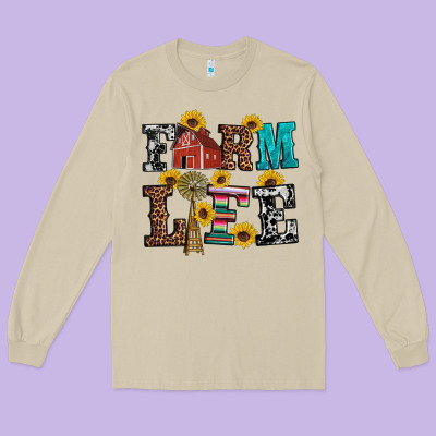 Western Farm Life Long Sleeve Tee Designed By Artiststas