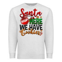 Oatmeal Heather Santa here we have cookies Premium Sweatshirt - NancyCooperArtShop