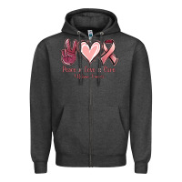 Charcoal Heather Peace Love Cure Uterine Cancer Zipper Hoodie - Jasminsmagicworld