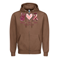 Chestnut Peace Love Cure Uterine Cancer Zipper Hoodie - Jasminsmagicworld