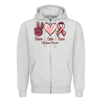 Dove Grey Peace Love Cure Uterine Cancer Zipper Hoodie - Jasminsmagicworld