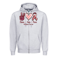 Heather Grey Peace Love Cure Uterine Cancer Zipper Hoodie - Jasminsmagicworld