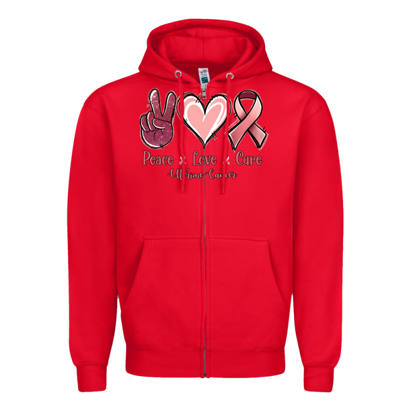 Peace Love Cure Uterine Cancer Zipper Hoodie by Jasminsmagicworld | Teevron