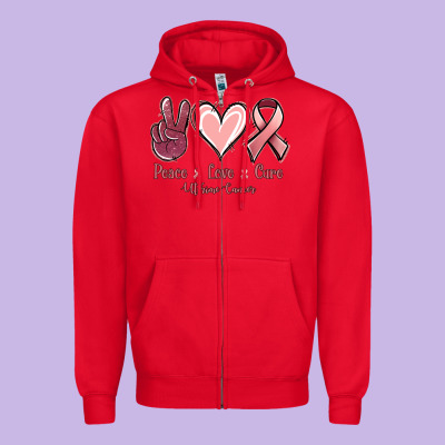 Peace Love Cure Uterine Cancer Zipper Hoodie Designed By Jasminsmagicworld