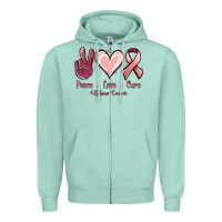 Seafoam Peace Love Cure Uterine Cancer Zipper Hoodie - Jasminsmagicworld