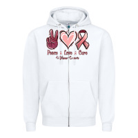 White Peace Love Cure Uterine Cancer Zipper Hoodie - Jasminsmagicworld